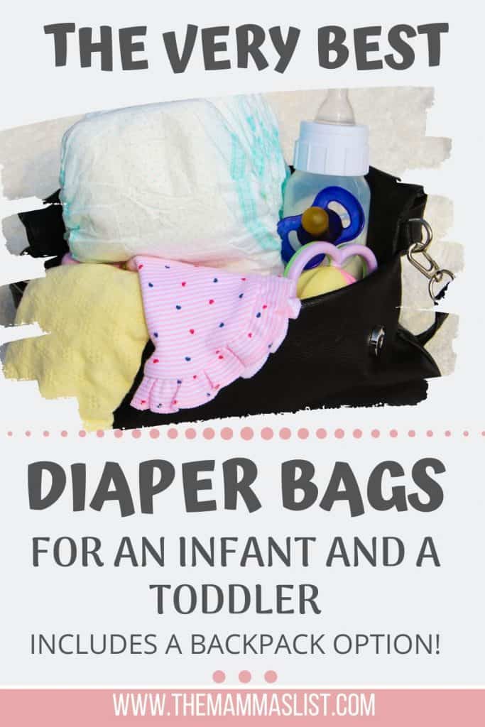Finding the right diaper bag isn't always easy. Especially if you're looking for a diaper bag that works for an infant and a toddler. Check out the best diaper bags I found for infants, for toddlers, and for two kids! One of them is a diaper bag backpack that's awesome for travel and for being on the go hands free.