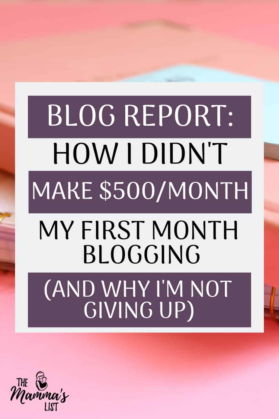 Blogging for profit is a long game. Don't be discouraged if you don't make money out of the gate. I didn't make money my first six months, but I'm not giving up, and you shouldn't either!